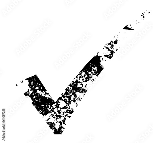 Vector Distressed checkmark displays approval and completion.