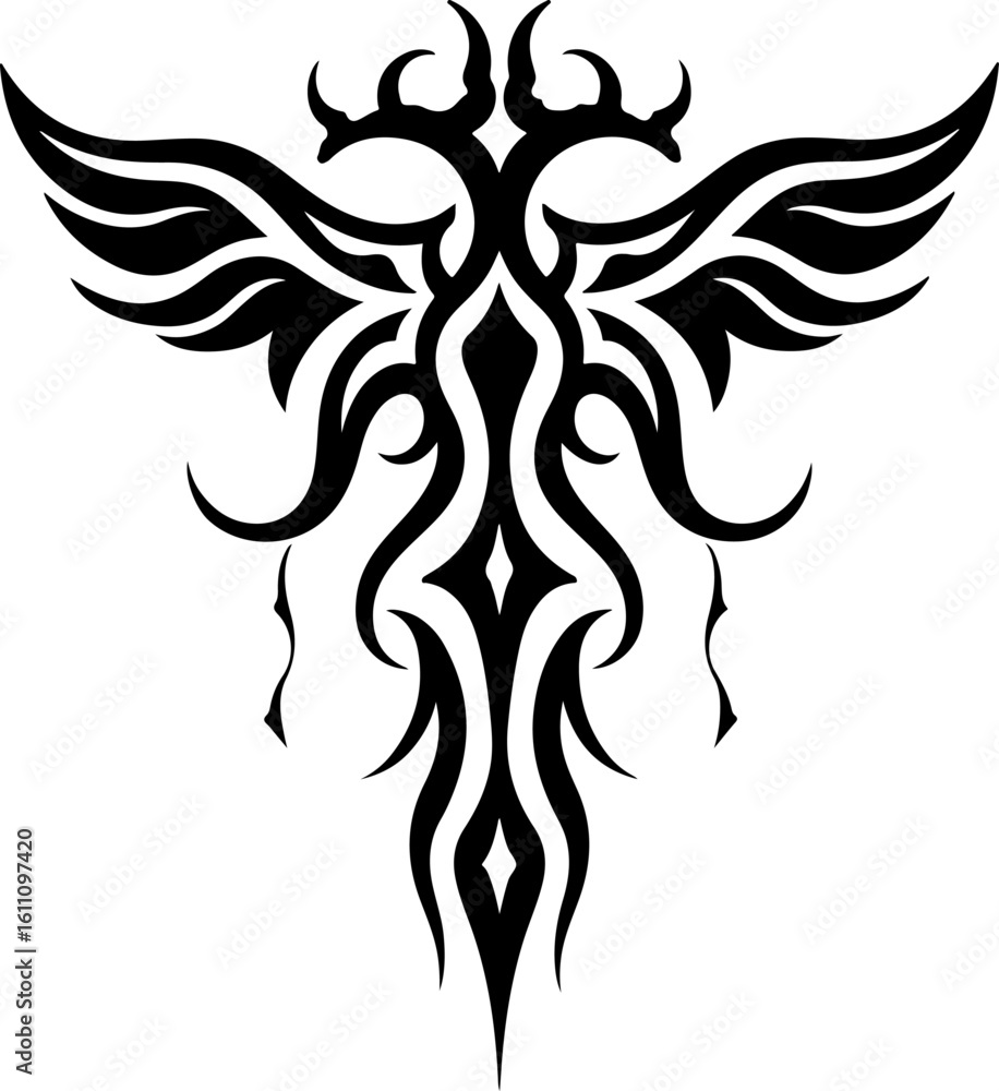 Fototapeta premium Tribal Dragon and Phoenix Tattoo Designs vector bundle
