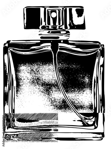 Vector Elegant perfume bottle with a spray applicator.