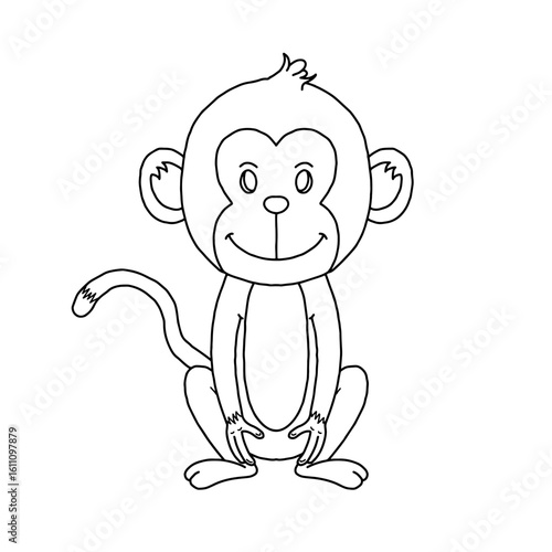 Hand drawn monkey cartoon logo design vector illustration