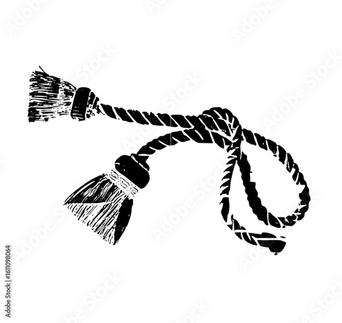 Vector Intricate cord with tassels and knotted .