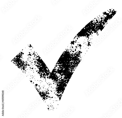 Vector Distressed check mark signifies completion and validation.