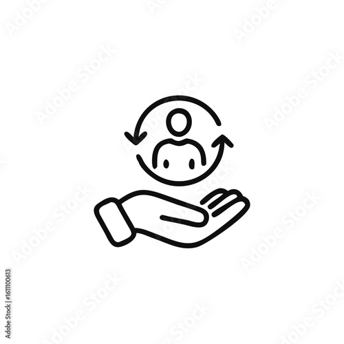 care customer icon in thin line style, customer inclusive service, line symbol isolated on white background