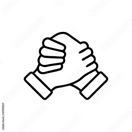 Soul brother handshake icon, thumb clasp handshake or homie handshake isolated on white background, friendship or deal business concept, vector icon for apps and websites