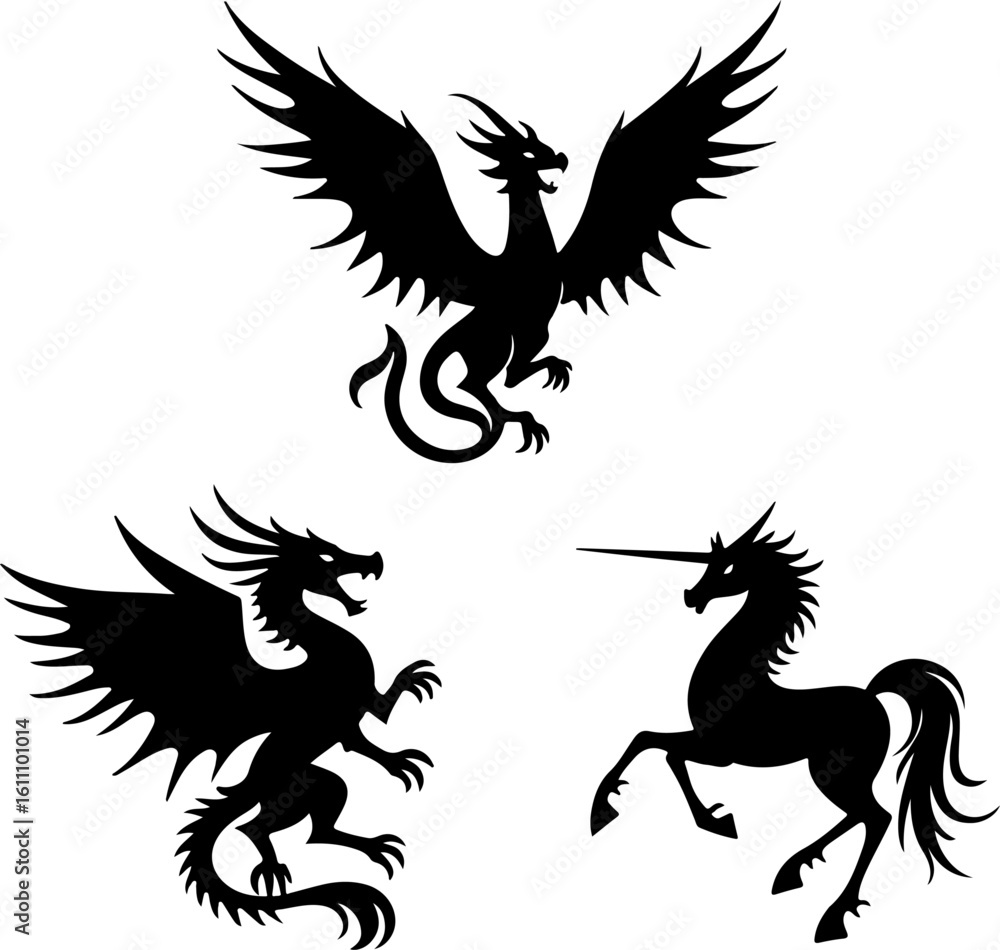 dragon, phoenix, tattoo, design vector bundle dragon, phoenix, tattoo, design vector bundle