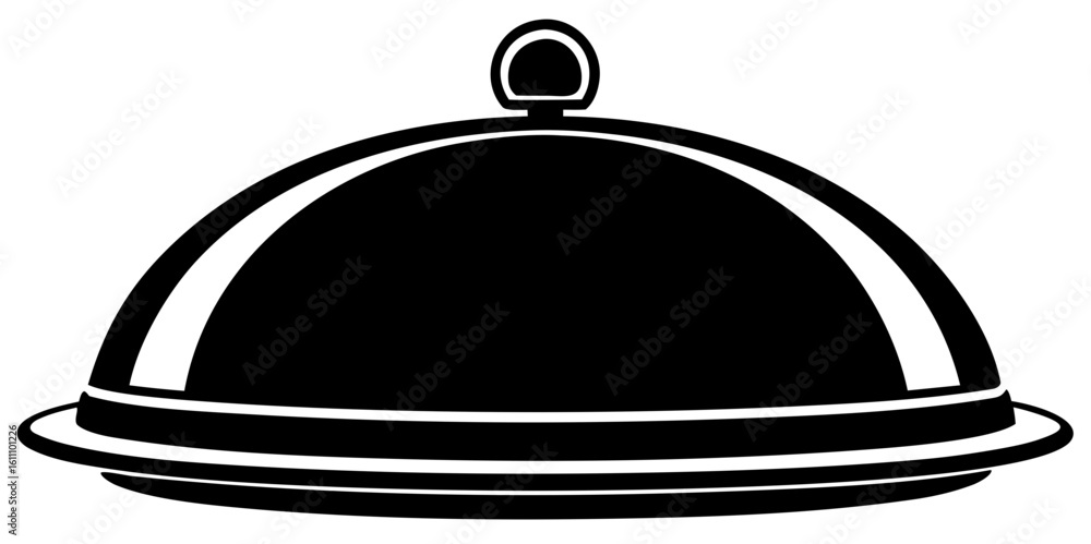 Obraz premium Food Cloche Icon Vector - Black Serving Dish Cover Symbol