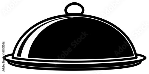 Food Cloche Icon Vector - Black Serving Dish Cover Symbol