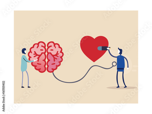 Connecting Heart and Mind Emotional Intelligence and Rational Thinking Illustration
