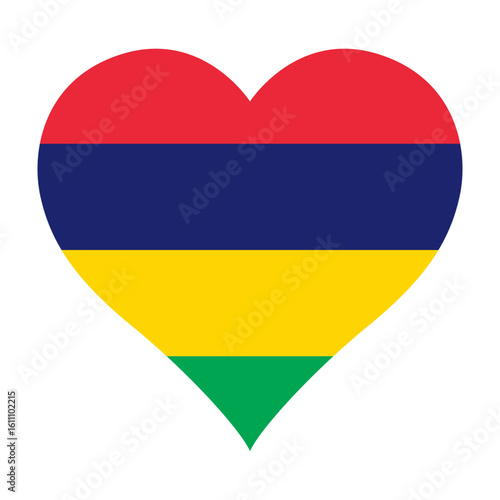 Free Download Mauritius flag heart shaped icon digital vector illustration. National flag of Mauritius. Love flag icon. - GFXLoad