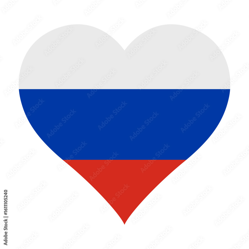 Fototapeta premium Russia heart shaped flag icon digital vector illustration. National flag of Russia. Love flag icon.