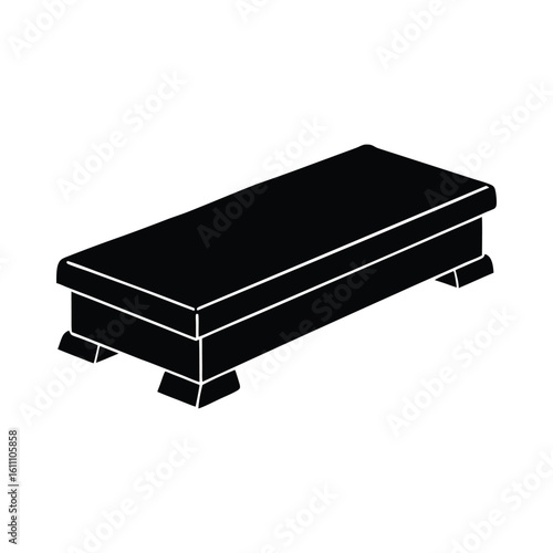 Fitness Step Platform Silhouette Black Vector Gym Equipment Aerobic Training Body Workout Icon