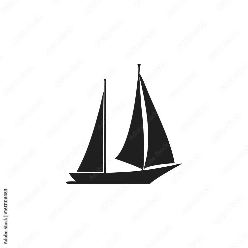 Fototapeta premium Nautical Sailing Ship or Yacht Vector Graphic 