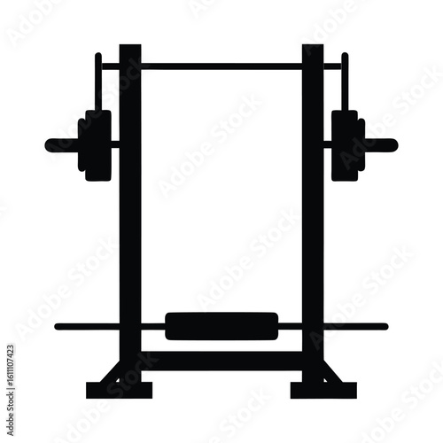 Smith Machine Silhouette Black Vector Fitness Gym Equipment Weightlifting Training Bodybuilding Icon