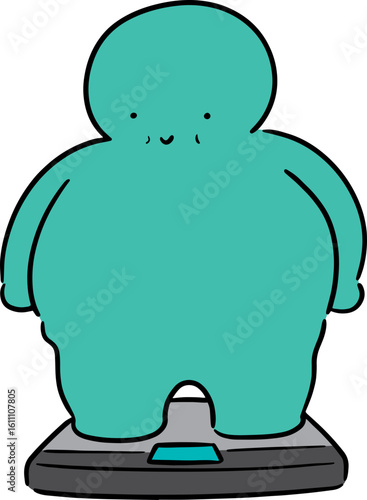 Illustration of man on weighing machine

