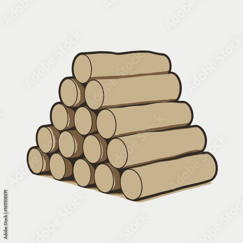 Stacked logs for firewood or construction materials