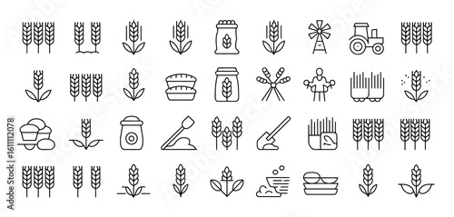 Collection of agricultural and food production icons