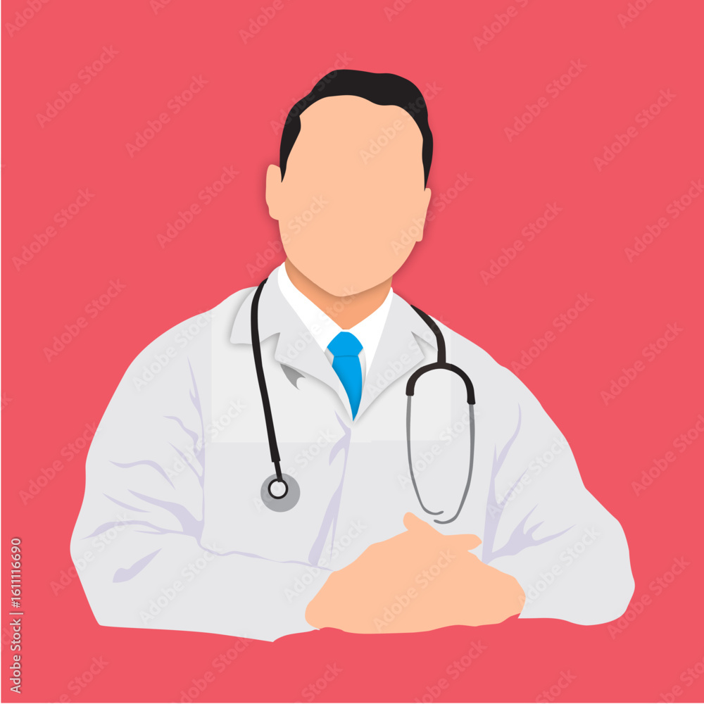 Fototapeta premium Flat Vector Illustration of Male and Female Doctors in Medical Uniforms