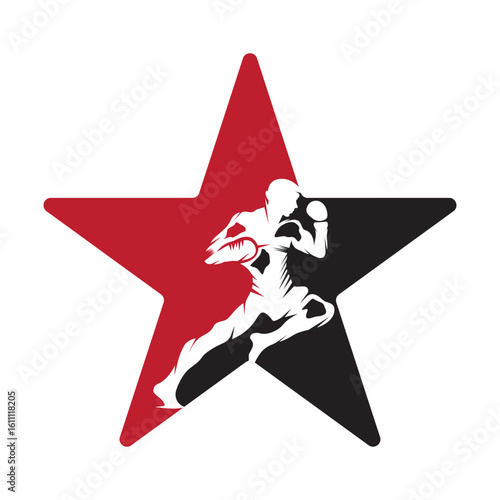 kick boxing logo vector icon. kick boxer attack sport logo icon vector.