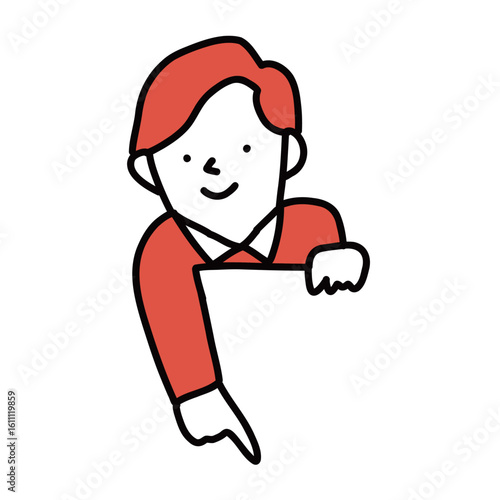 上から指を出す男性・子供・ビジネスマンのイラスト