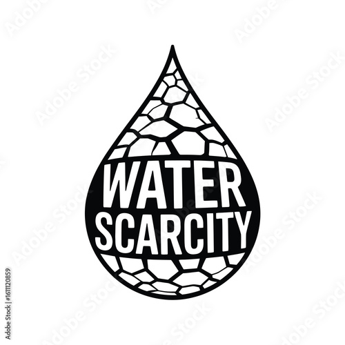 Water scarcity symbol silhouette isolated on white background