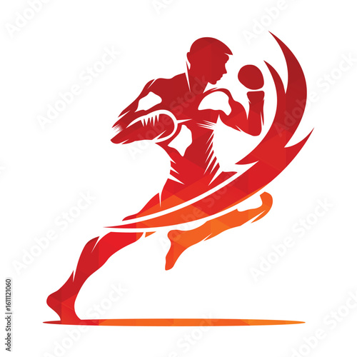 kick boxing logo vector icon. kick boxer attack sport logo icon vector.