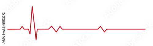 Heart pulse - curved red line on a white background - Vector illustration