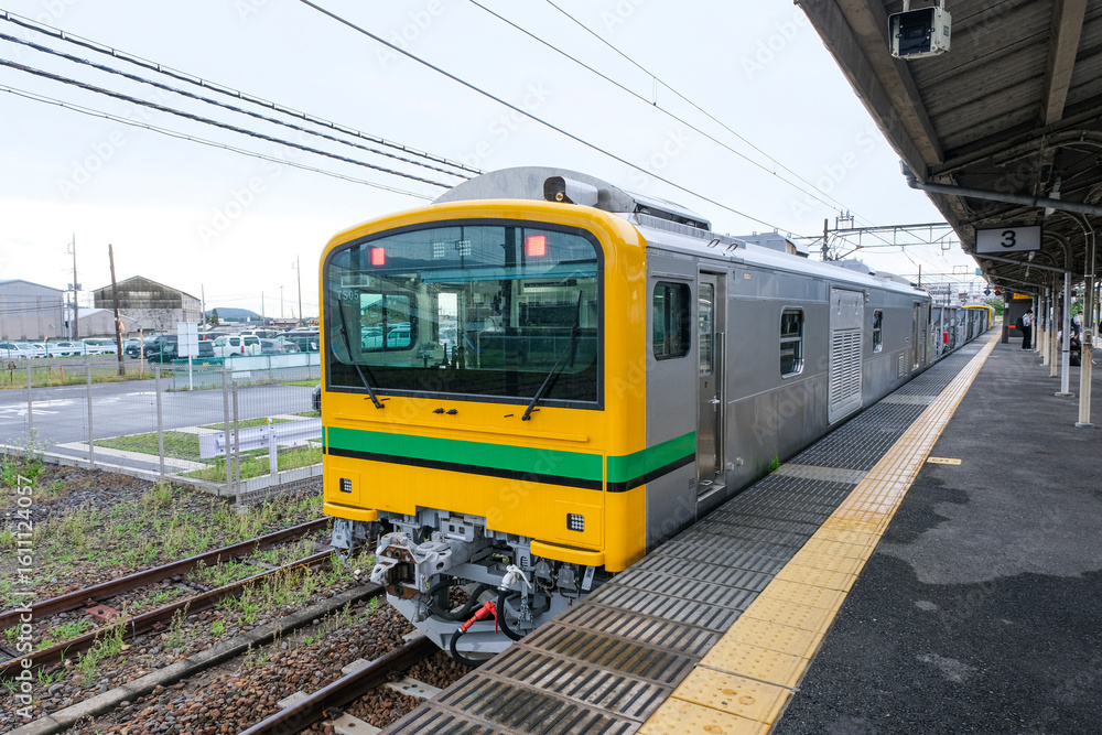 Fototapeta premium 渋川駅に停車中の砕石運搬用の事業用車