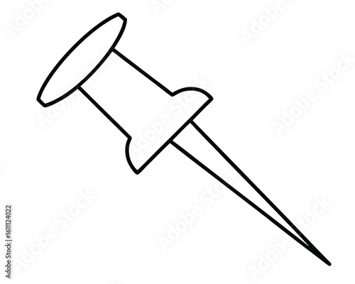 A simple pushpin outline is isolated on white background Ai Generated