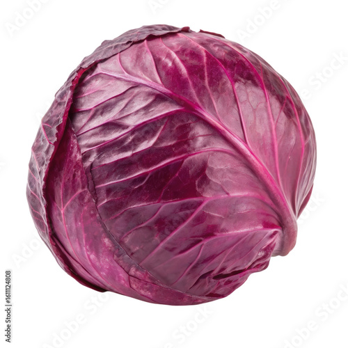Red cabbage isolated on a white background showing its vibrant color and unique texture for culinary or artistic uses