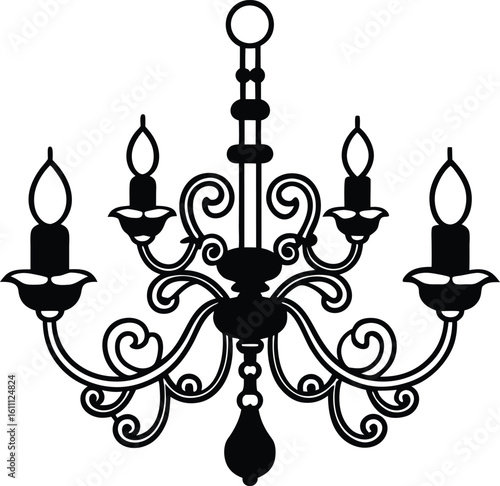Chandelier silhouette illustration chandelier decoration lightbulb 
