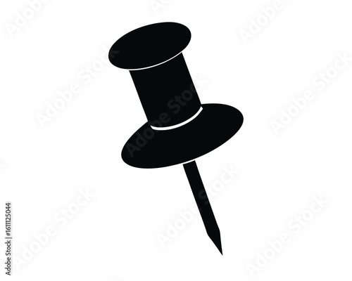 A black pushpin is isolated on white background Ai Generated