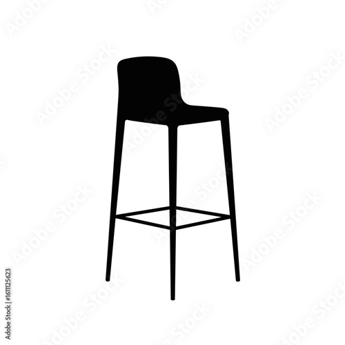 Modern black bar stool with minimalist design and sleek lines  