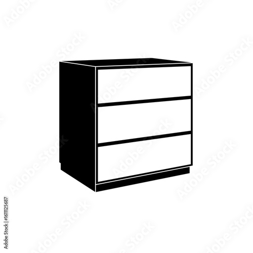 Modern black and white dresser with three drawers in minimal style  