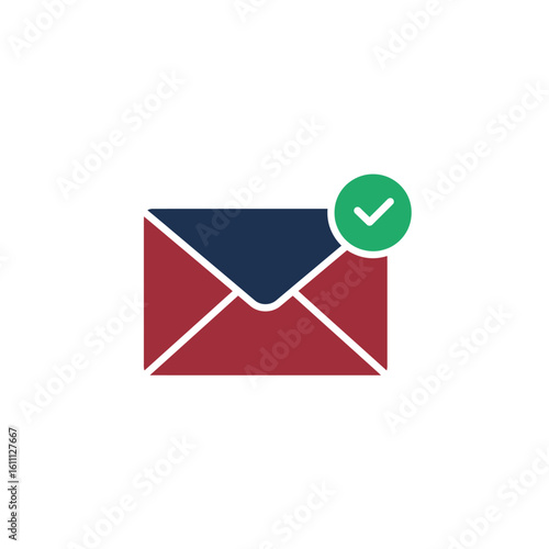 Email message success confirmation icon representing digital communication delivery completion and verified notification