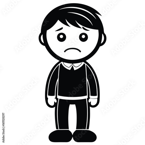 Isolated Vector Illustration of a Sad Stick Figure Man