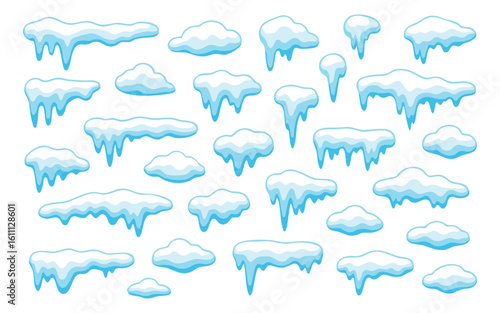 Snow winter frost icicle cold freeze icy cartoon chill white frozen for seasonal decor or winter design. Ideal for holiday graphics and frosty scenes. Great for kids or festive content.
