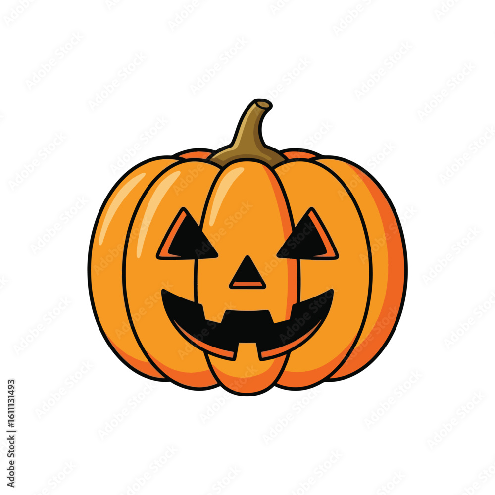 Fototapeta premium Cartoon Carved Pumpkin Illustration