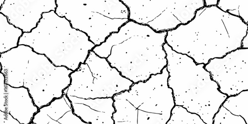  black and white texture featuring a network of cracks across a bright white surface pattern white background.