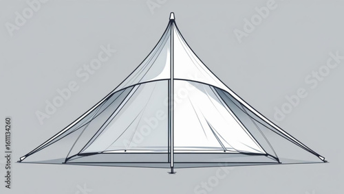 Illustration of an ultralight, minimalist backpacking tent