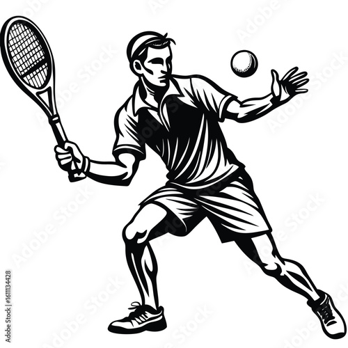 Tennis Players Unleash Dynamic Strokes in Action-Packed Vector Illustration