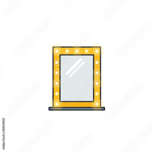 Backstage Glow: A Theater Dressing Room Mirror Illustration