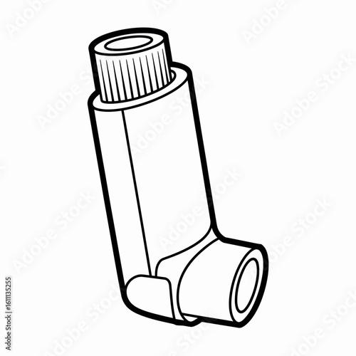 Inhaler Icon Medical Asthma Device Line Art Illustration