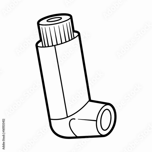 Inhaler Icon Medical Asthma Device Line Art Illustration