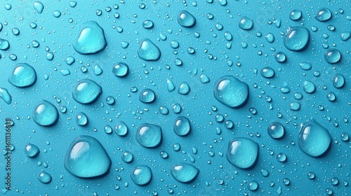 Water droplets on teal surface