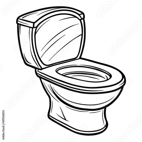 One-Line Sketch of a Modern Toilet Bowl: Minimalist Drawing