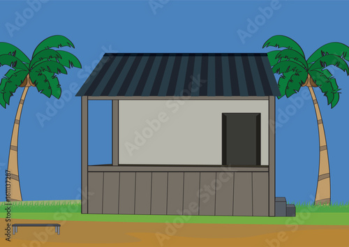 Kerala traditional tea shop illustration vector.