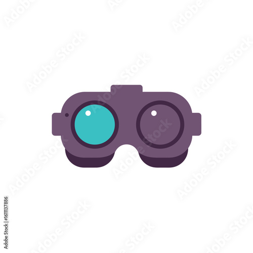 Modern cartoon style binoculars illustration, a flat design optical observation tool for exploration and discovery of distant objects.