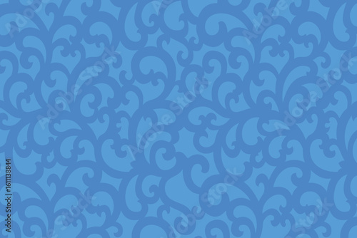 Seamless Blue Damask Pattern – Ornamental Vintage Floral Background Design