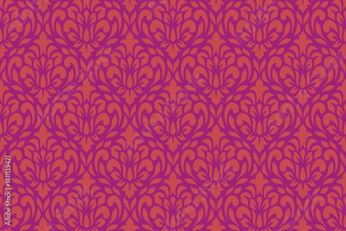 Seamless Ornamental Floral Pattern in Pink and Purple