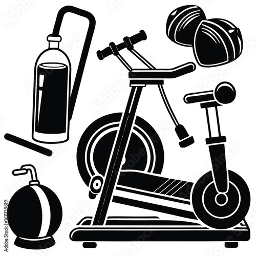 Indoor Exercise Machine: Treadmill, Exercise Bike, and Gym Equipment in Modern Home